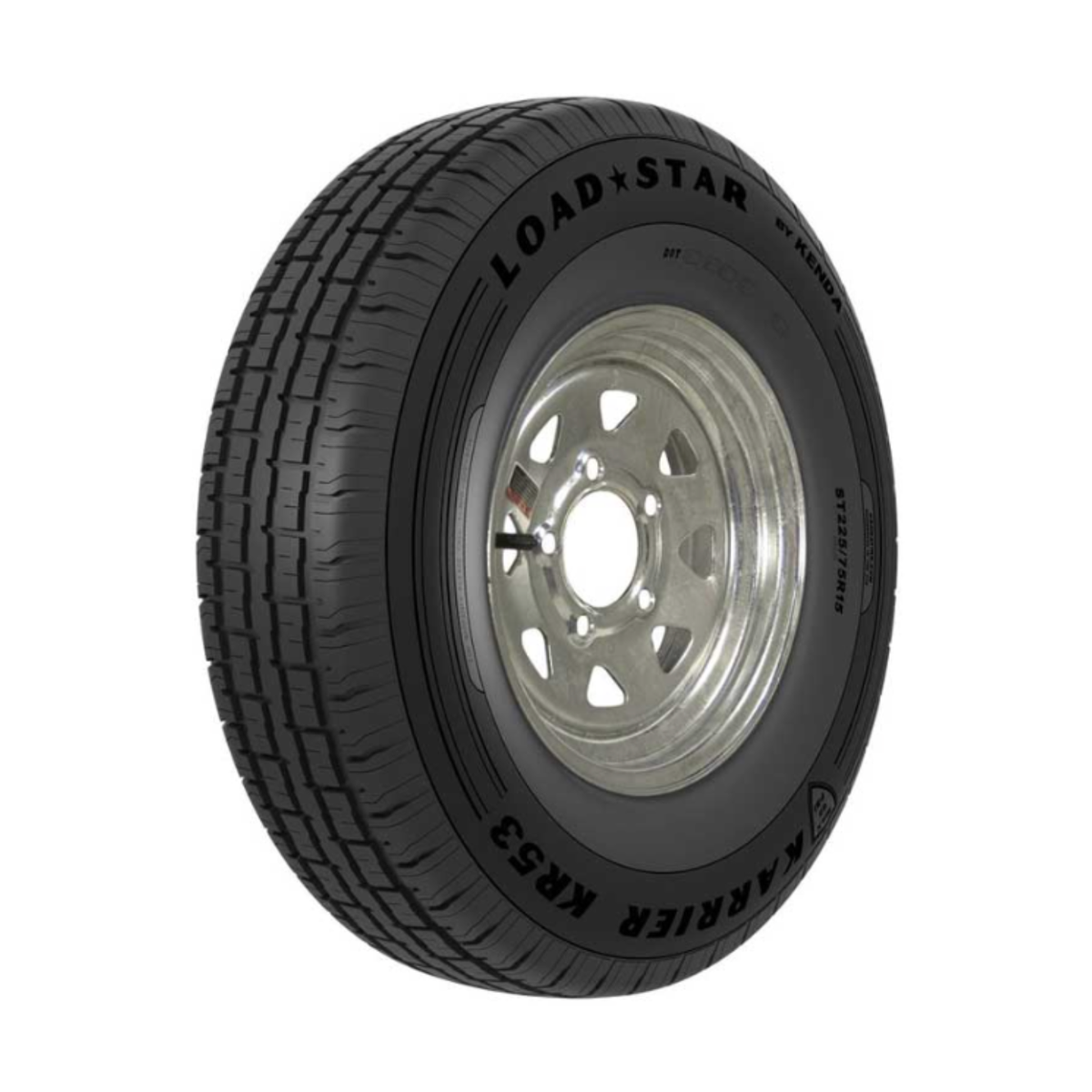 Kenda KR53 ST175/80R13 6-Ply Trailer Tire on 13x4.5 5-4.5 Galvanized Spoke Wheel