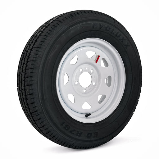 205/75R15 8-Ply Trailer Tire on 15" 5-4.5 White Spoke Wheel - Tires Fast