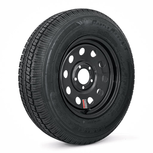 205/75R15 8-Ply Trailer Tire on 15" 5-4.5 Black Modular Wheel - Tires Fast