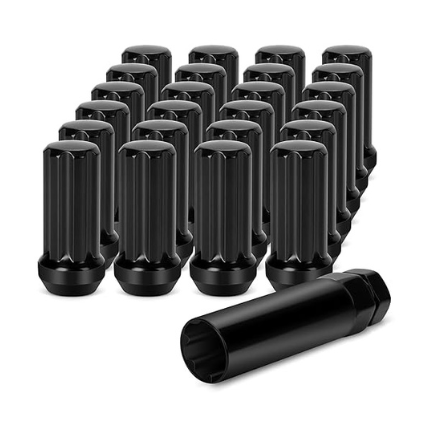 16-pack black M12x1.25 spline lug nuts with key for ATV and UTV