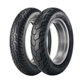 Dunlop D404 cruiser tire set with blocky tread and water evacuation grooves