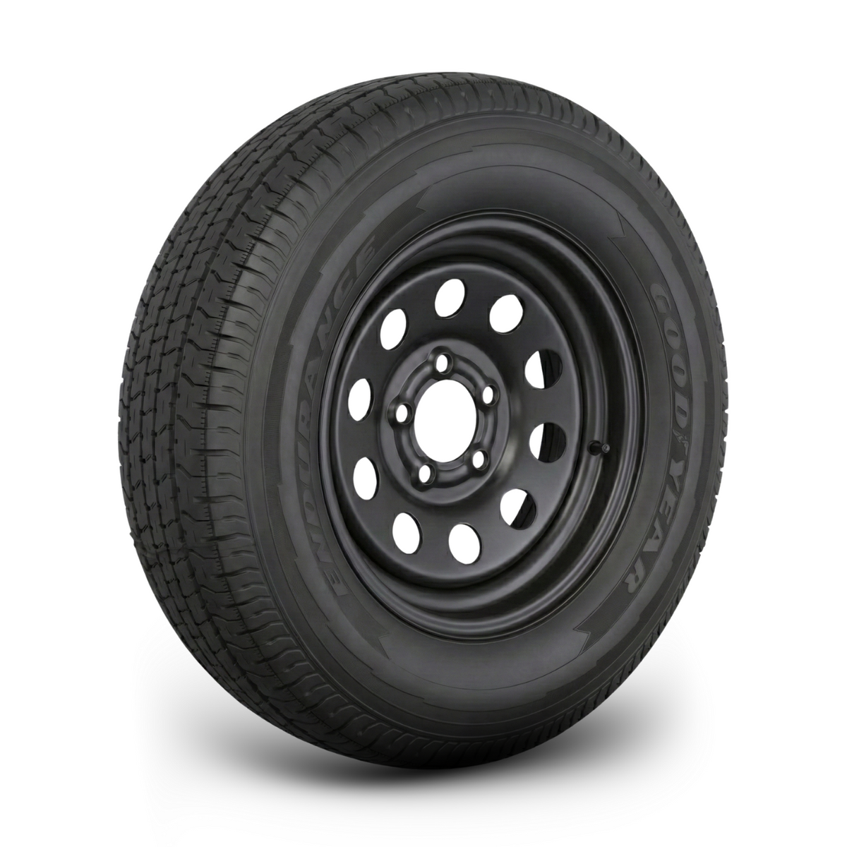 Goodyear Endurance ST205/75R14 trailer tire on 14-inch black modular steel wheel