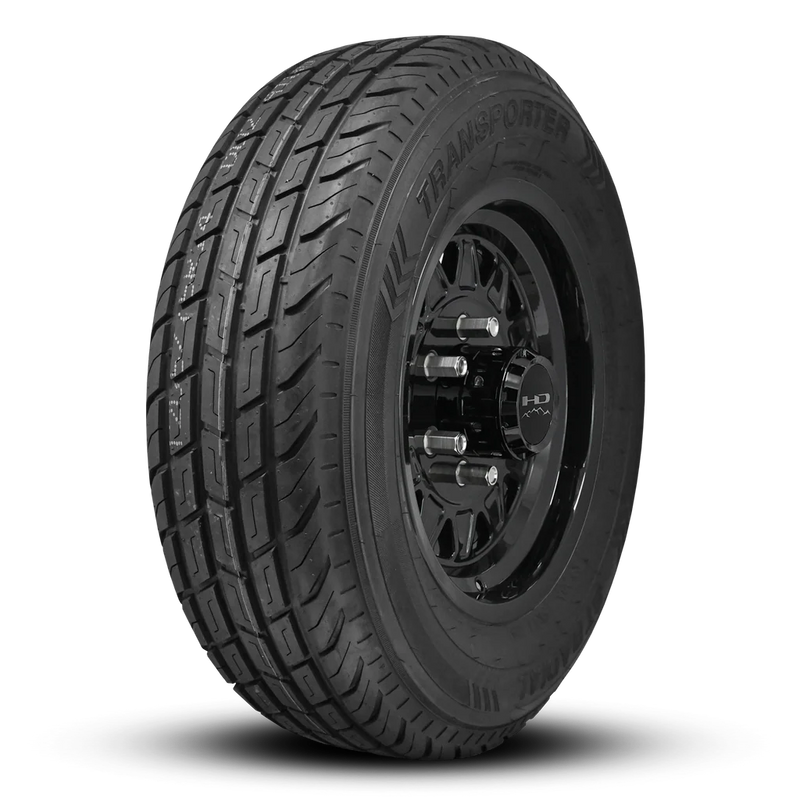 ST225/75R15 10-Ply Trailer Tire on 15" 6-5.5 All Gloss Black HDT Cast Wheel