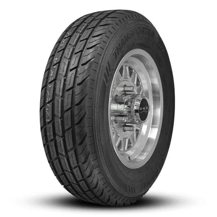 ST225/75R15 10-Ply Trailer Tire on 15" 6-5.5 Gloss Silver Machined Face HDT Cast Wheel