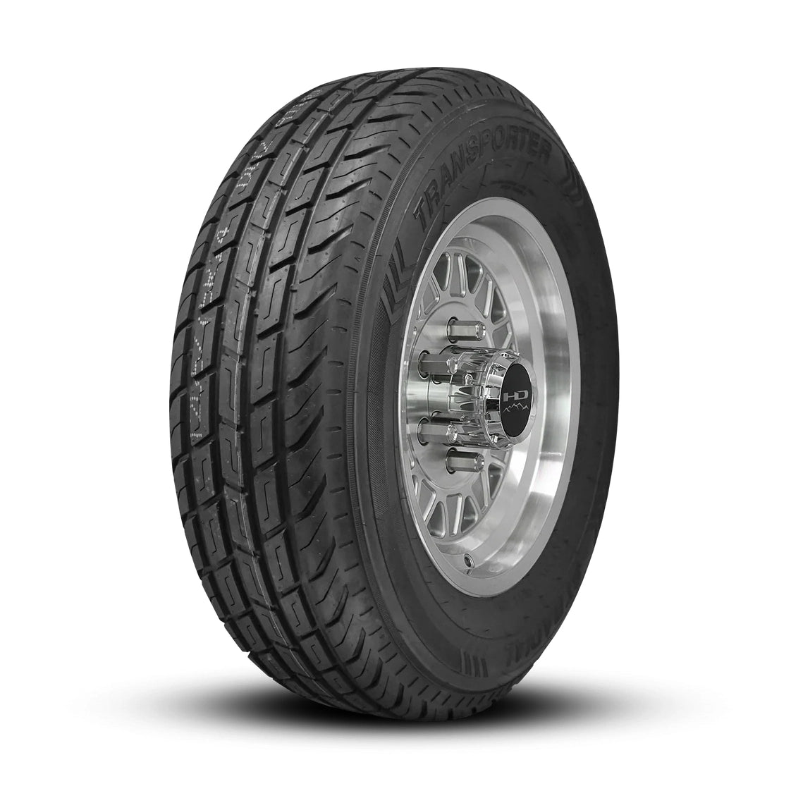 ST205/75R15 8-Ply Trailer Tire on 15" 5-4.5 Gloss Silver Machine Face HDT Cast Wheel