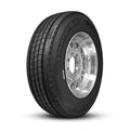 235/75R17.5 18-Ply Trailer Tire on 17.5" 8-6.5 Hub Centric Gloss Silver Machined Face HDT Forged Wheel