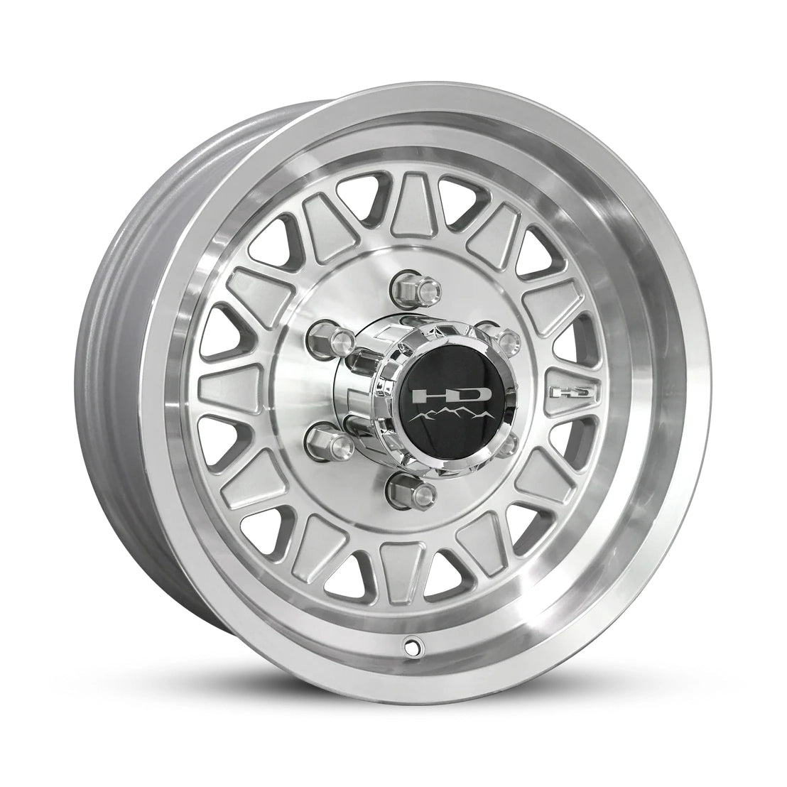 ST225/75R15 10-Ply Trailer Tire on 15" 6-5.5 Gloss Silver Machine Face HDT Cast Wheel