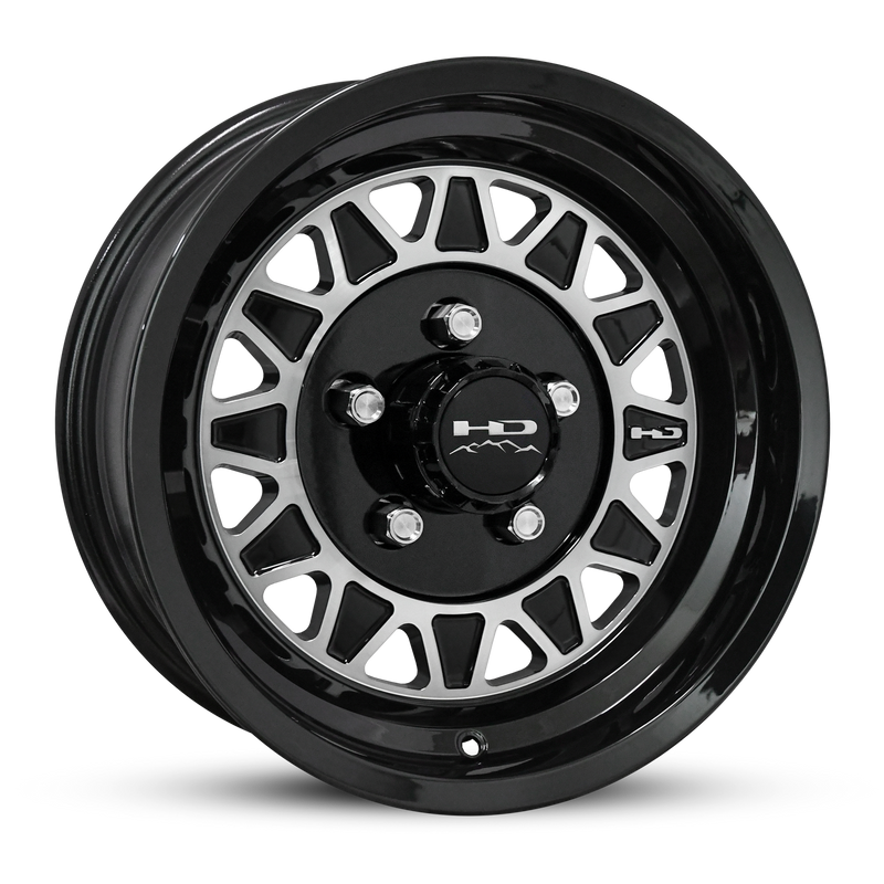 15x6 5x4.5 HPD HDT Cast Gloss Black/Machined Face Trailer Wheel