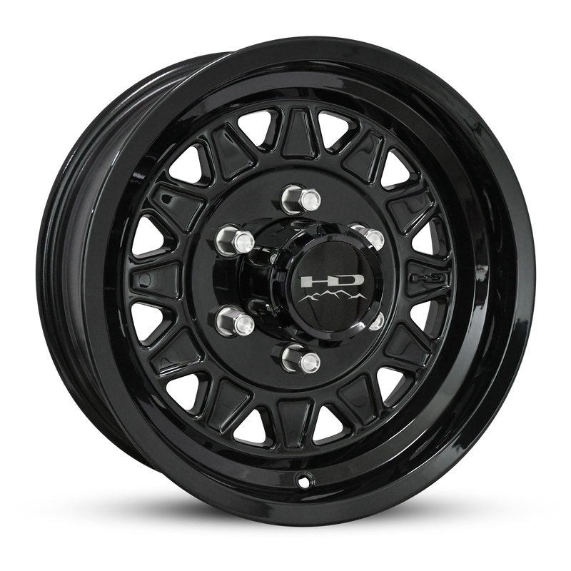 15x6 6x5.5 HPD HDT Cast Gloss Black Trailer Wheel