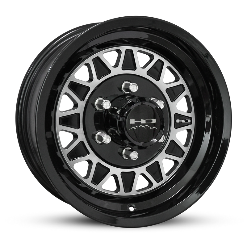 15x6 5x4.5 HPD HDT Cast Gloss Black/Machined Face Trailer Wheel