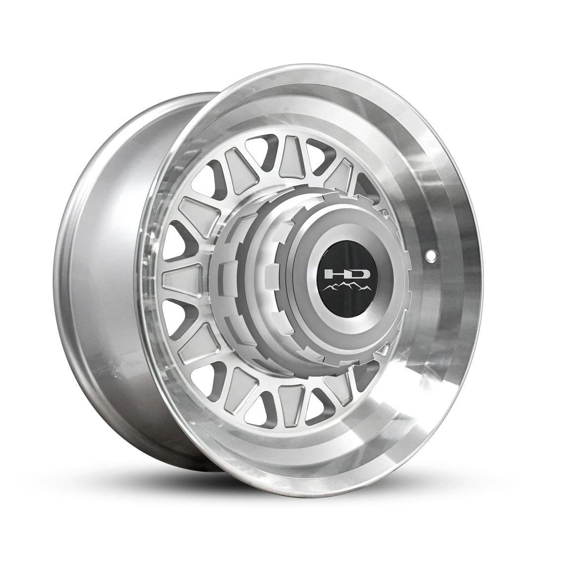 235/75R17.5 18-Ply Trailer Tire on 17.5" 8-6.5 Hub Centric Gloss Silver Machined Face HDT Forged Wheel