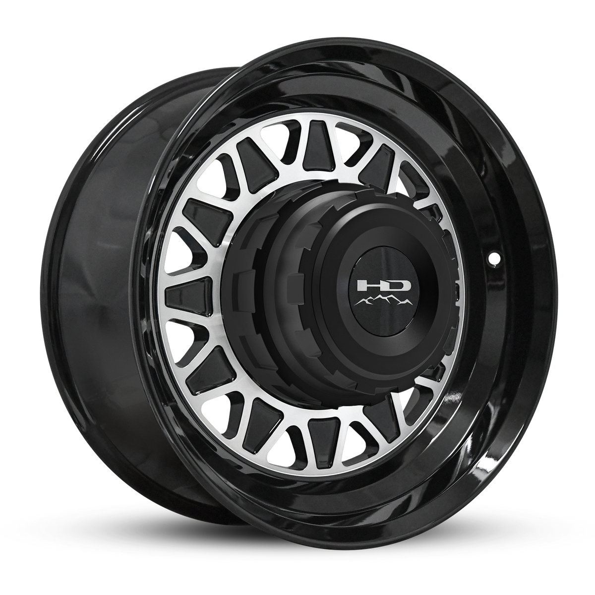 HPD Gloss Black and Machined Face 17.5x6.75 Trailer Wheel with Multi-Spoke Design