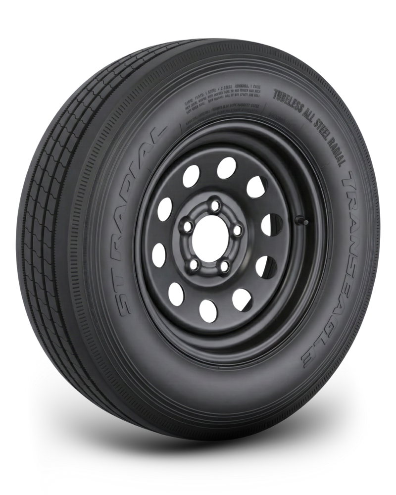 ST205/75R15 14-Ply Trailer Tire on 15" 5-4.5 Black Modular Wheel