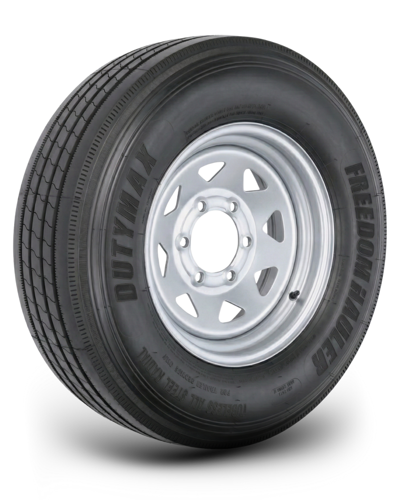 ST225/75R15 14-Ply Trailer Tire on 15" 6-5.5 Galvanized Spoke Wheel