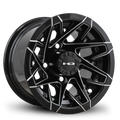 HD Golf Canyon 10x7 Gloss Black/Milled Edge Wheel with Hook-Spoke Mesh Design