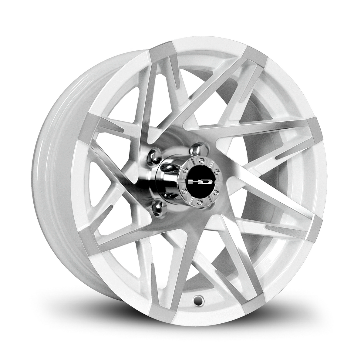 HD Golf Canyon 12x7 -14 4x101.6mm 68.2mm Gloss White/Machined Face