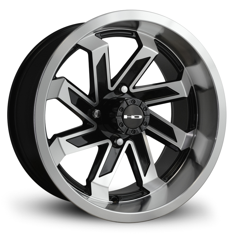 HD Golf Saw 12x7 -14 4x101.6mm 68.2mm Gloss Black/Machined Face&Lip