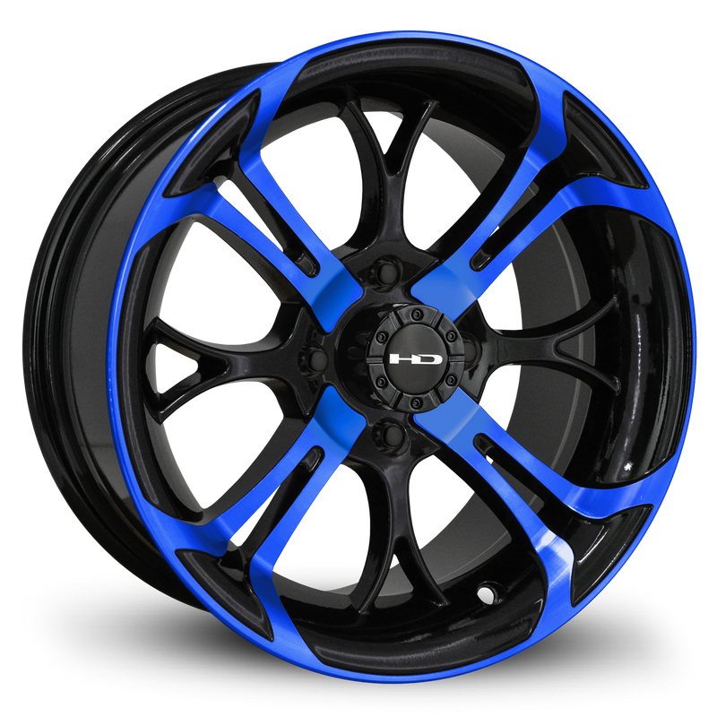 HD Golf Spinout 14x7 -10 4x101.6mm 68.2mm Gloss Blue&BK/Machined Face