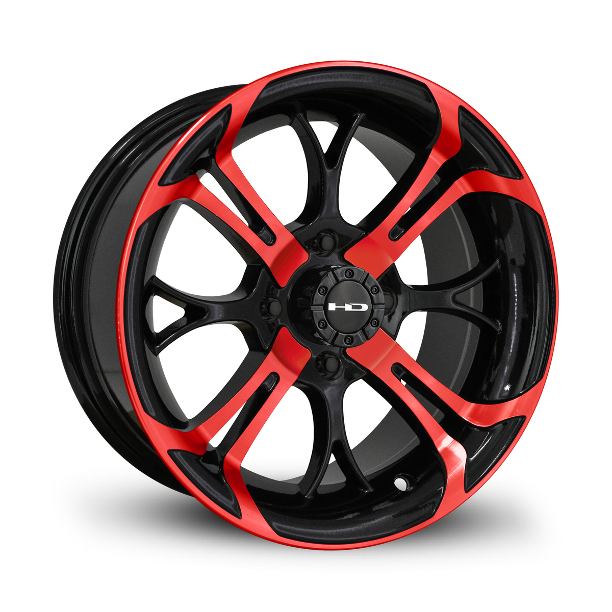HD Golf Spinout 14x7 -10 4x101.6mm 68.2mm Gloss Red&BK/Machined Face
