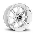 HD Golf Spinout 14x7 golf cart wheel in gloss white with machined face and snap-in center cap