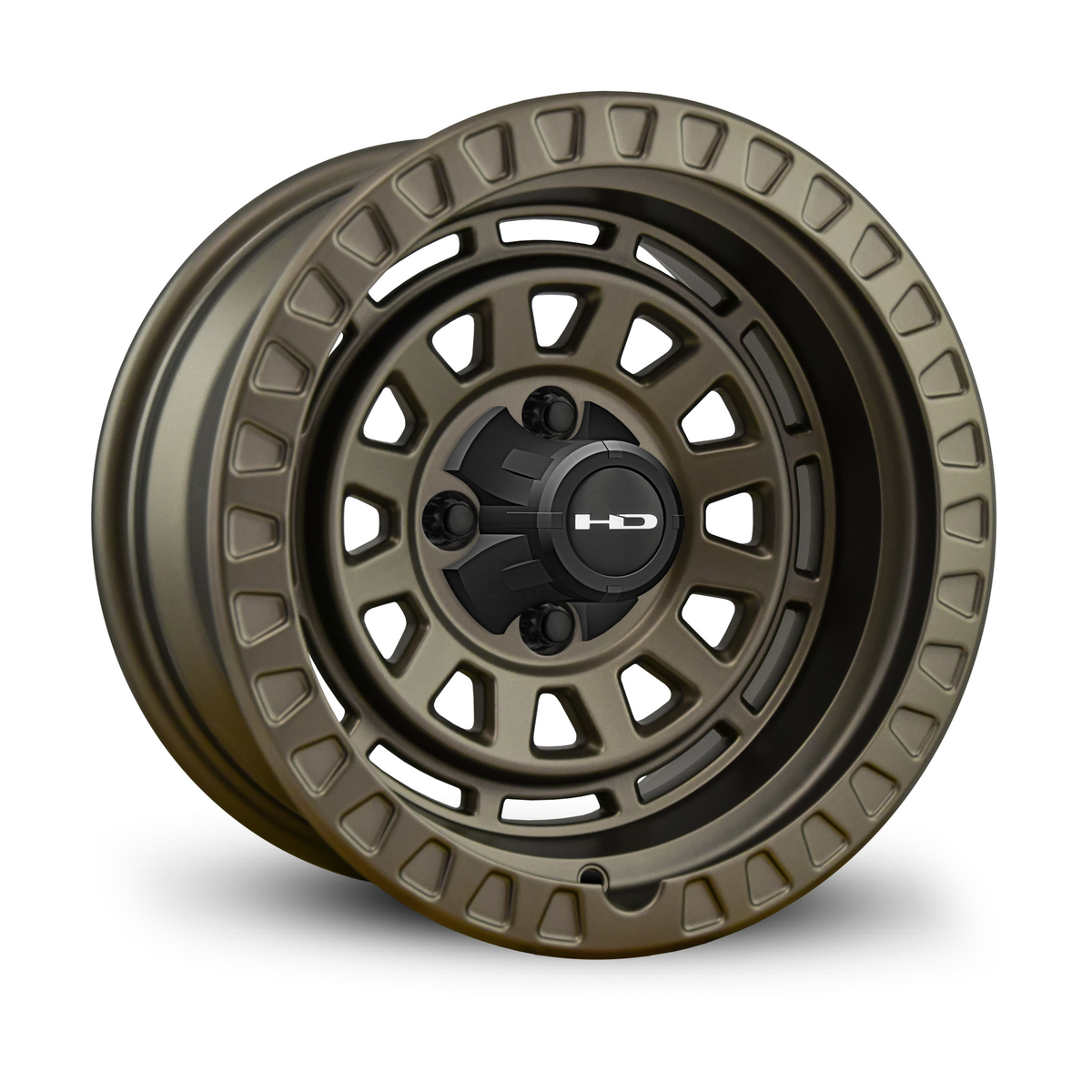 HD Golf Venture 14x7 Satin Bronze golf cart wheel with rugged multi-spoke design and step-lip rim