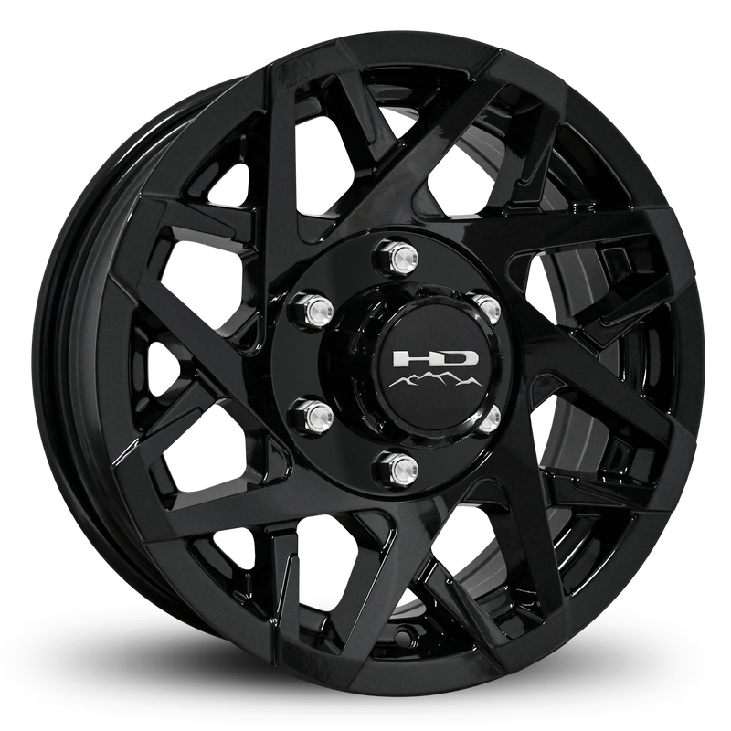 16x6 6x5.5 HPD Canyon Gloss Black Trailer Wheel