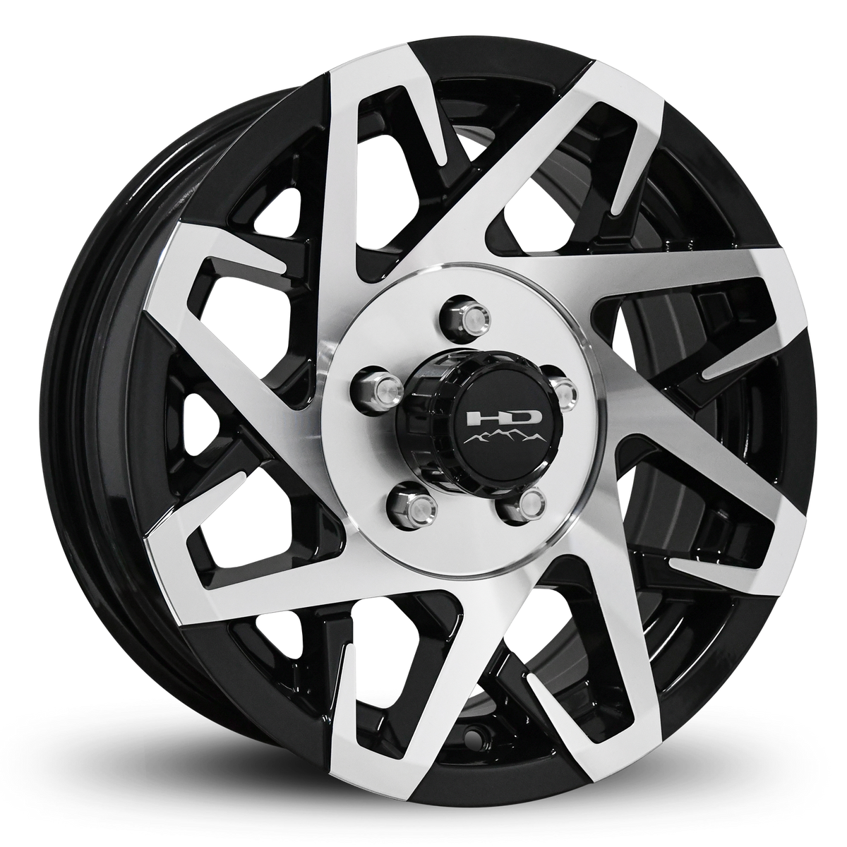 14x5.5 5x4.5 HPD Canyon Gloss Black/Machined Face Trailer Wheel