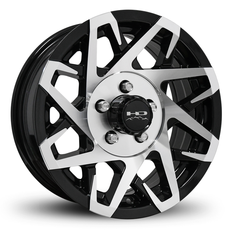 15x6 5x4.5 HPD Canyon Gloss Black/Machined Face Trailer Wheel