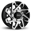 16x6 6x5.5 HPD Canyon Gloss Black/Machined Face Trailer Wheel