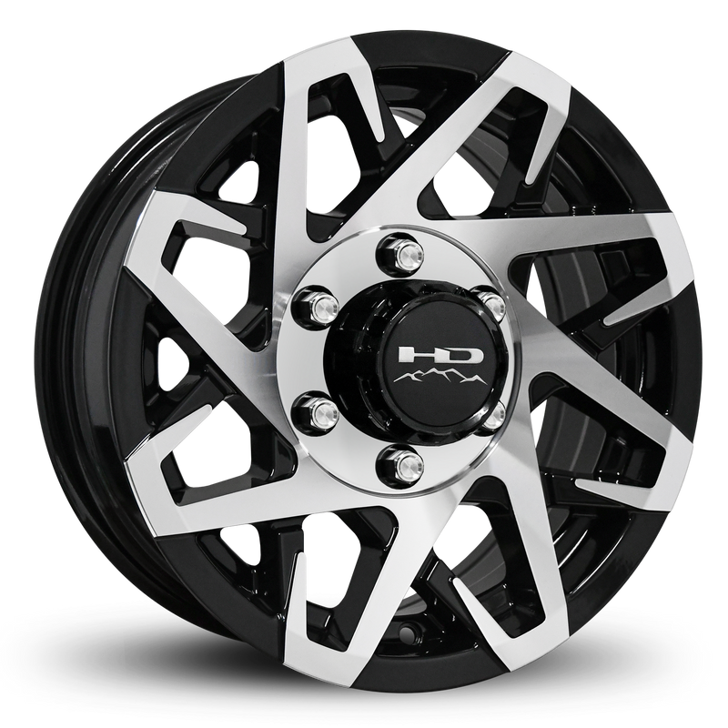 16x6 6x5.5 HPD Canyon Gloss Black/Machined Face Trailer Wheel