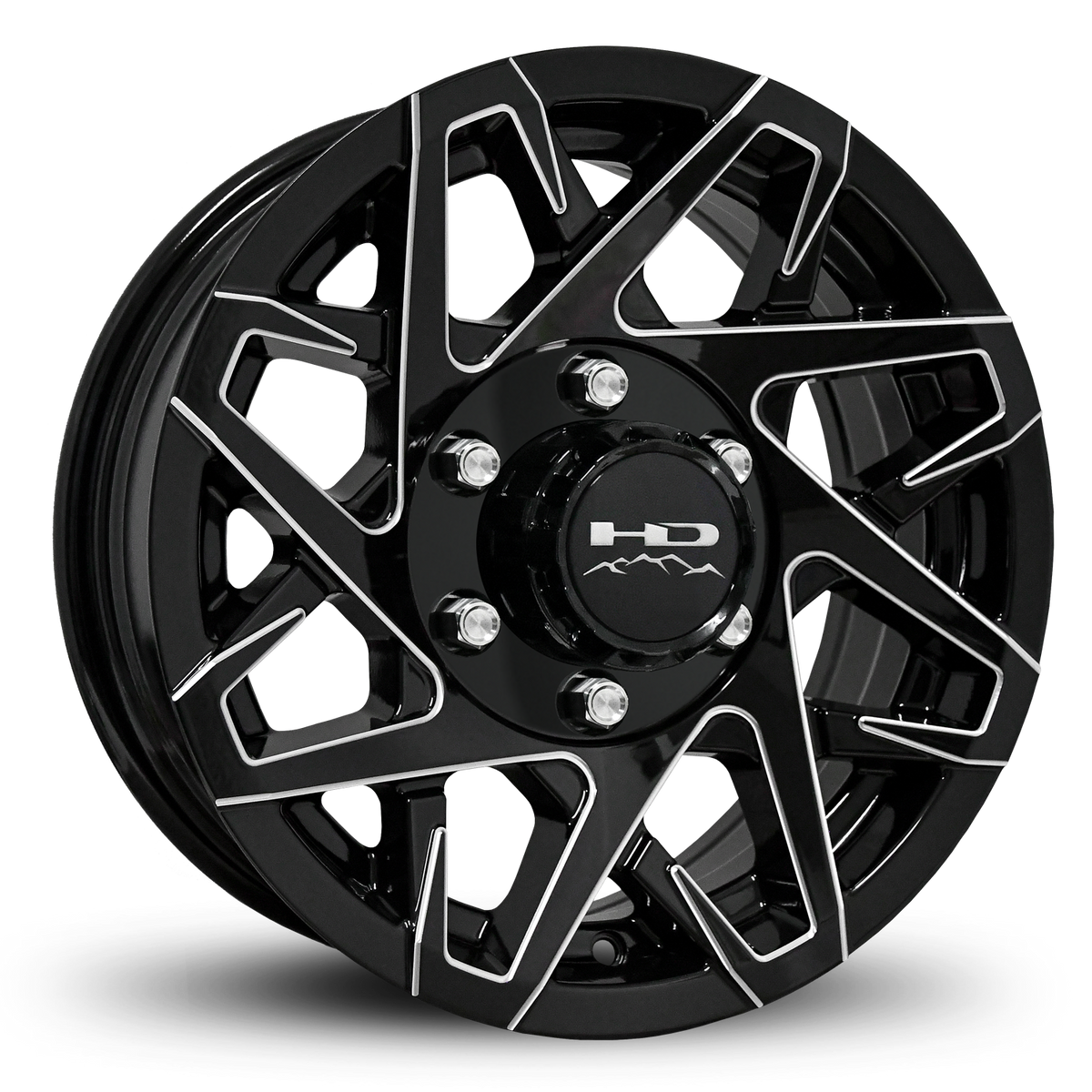 15x6 6x5.5 HPD Canyon Gloss Black/Milled Edge Trailer Wheel