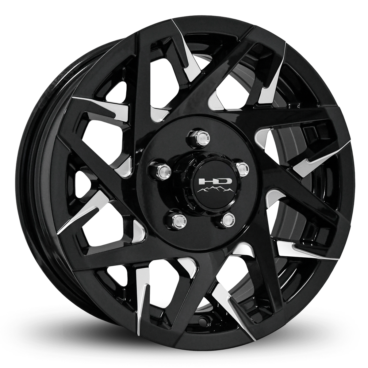 15x6 5x4.5 HPD Canyon Gloss Black/Milled Face Trailer Wheel
