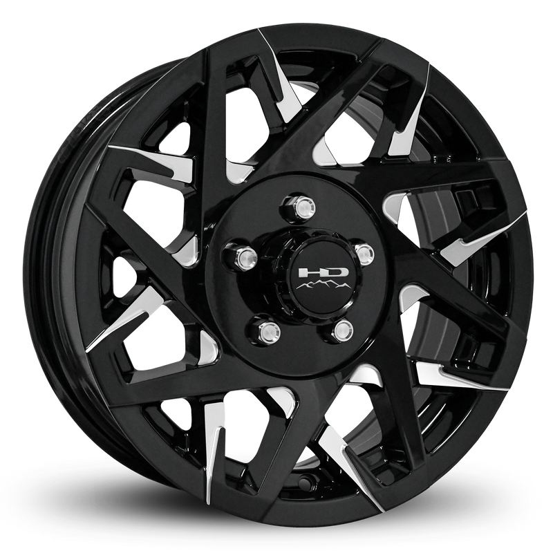 15x6 5x4.5 HPD Canyon Gloss Black/Milled Face Trailer Wheel