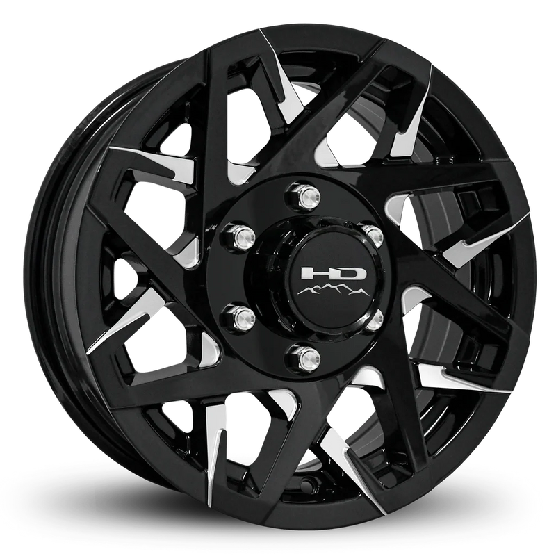 15x6 6-5.5 Gloss Black Milled Face Canyon Trailer Wheel