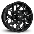 HPD Canyon 16x6 Gloss Black trailer wheel with milled face and six-spoke design
