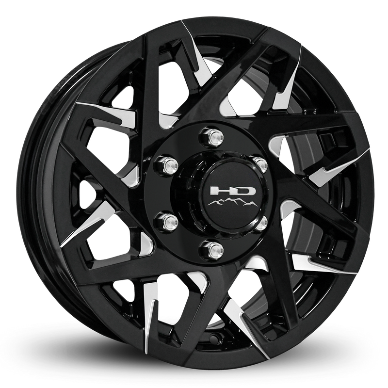 16x6 6x5.5 HPD Canyon Gloss Black/Milled Face Trailer Wheel