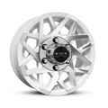 HPD Canyon gloss white trailer wheel with machined face spokes and HD logo center cap
