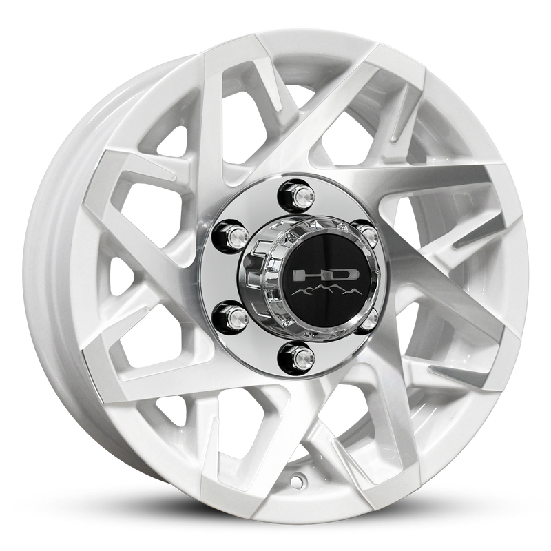 15x6 6x5.5 HPD Canyon Gloss White/Machined Face Trailer Wheel