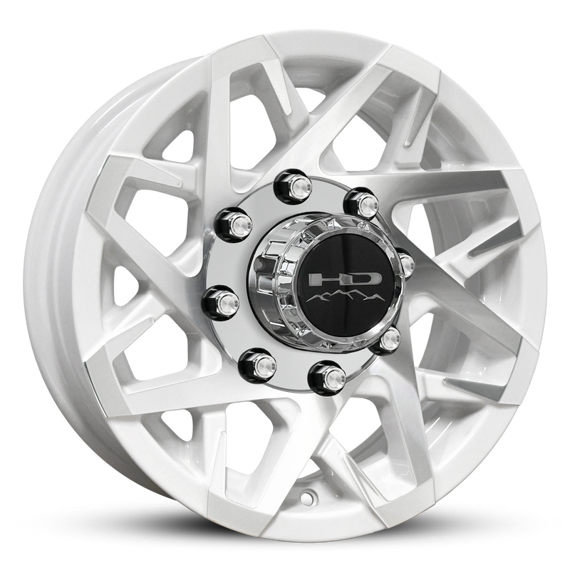 16x6 8x6.5 HPD Canyon Gloss White/Machined Face Trailer Wheel