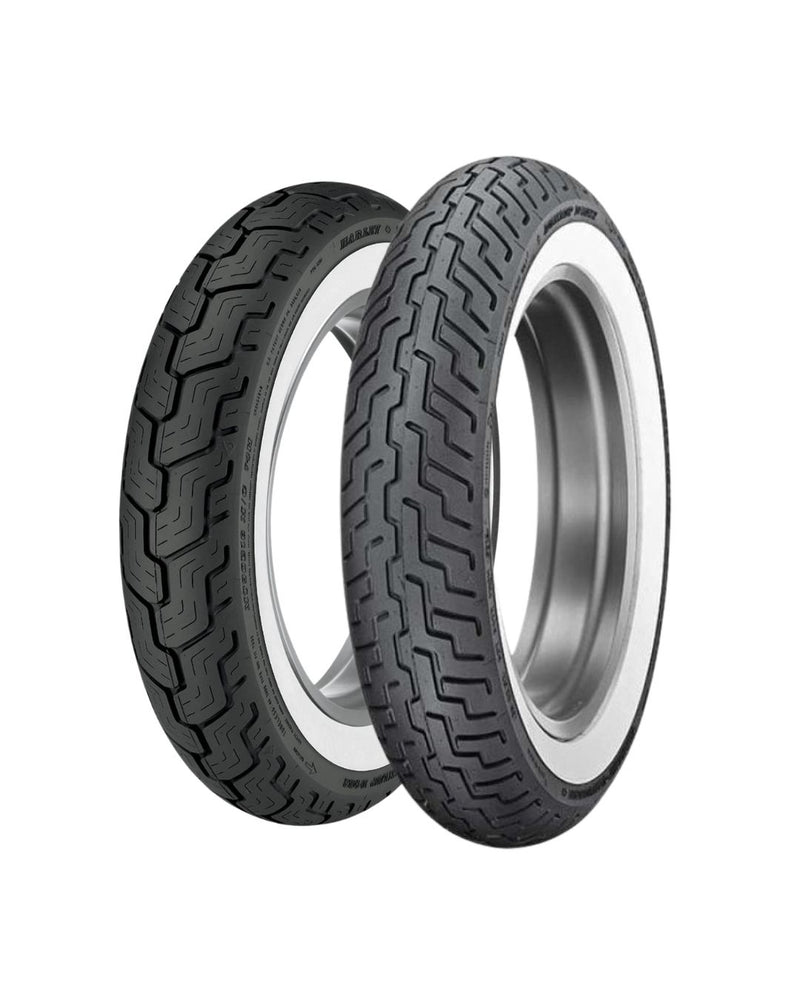 Harley Heritage Softail Classic (2009-2017) Whitewall Tire Set | Dunlop D402 WWW MT90B16 Front & MU85B16 Rear
