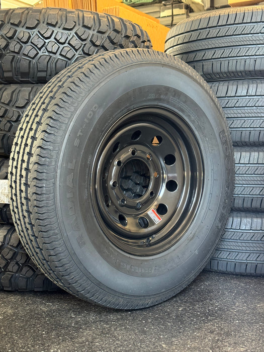 235/80R16 10-Ply Trailer Tire on 16" 8-6.5 Black Modular Wheel