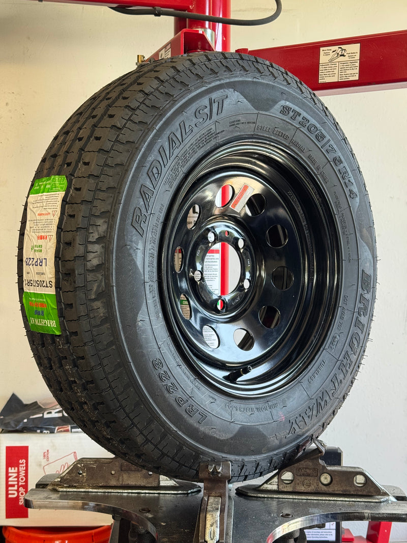 ST205/75R14 6-Ply Trailer Tire on 14" 5-4.5 Black Modular Wheel