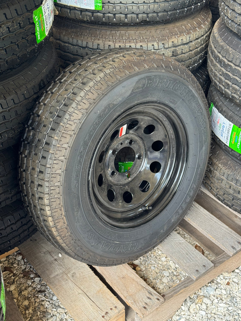 ST205/75R14 6-Ply Trailer Tire on 14" 5-4.5 Black Modular Wheel