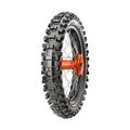 Maxxis M7334R Maxxcross MX-SI rear dirt bike tire with aggressive knobby tread on spoked wheel