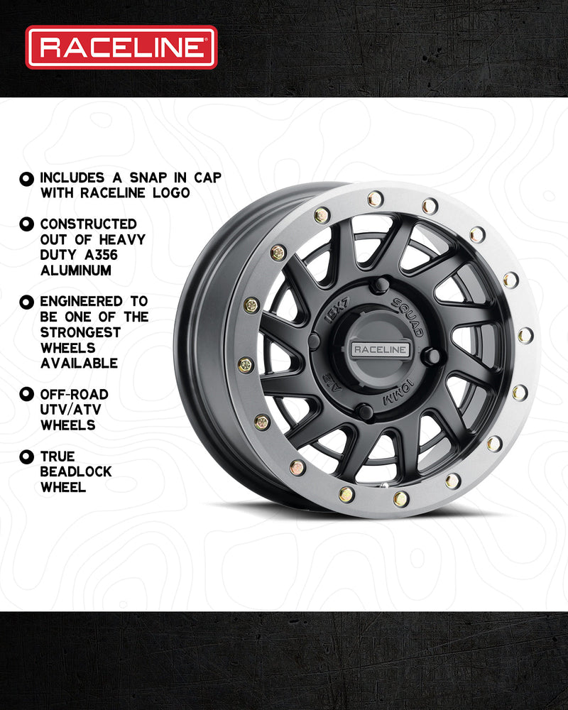 15x7 4x156 +38 Raceline Squad Hyper Silver w/ Black Ring