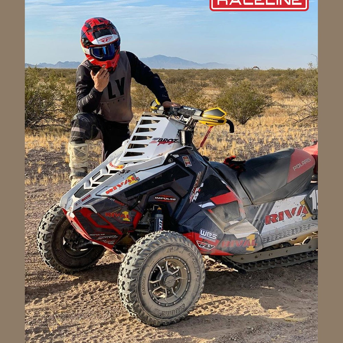 Polaris Rival ATV with Raceline wheels in desert lifestyle setting