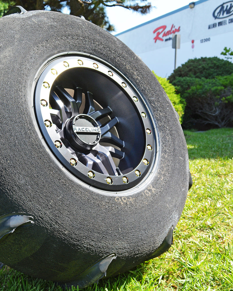 15x10 4x156 (5+5) Raceline BL Ryno Gun Metal w/ Black Ring