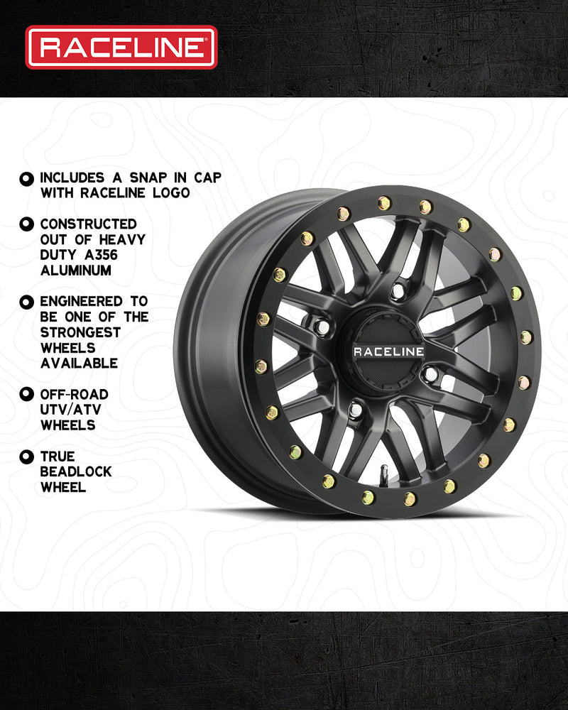 15x10 4x137 (5+5) Raceline BL Ryno Gun Metal w/ Black Ring