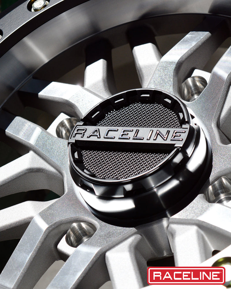 14x7 4x137 +10mm Raceline BL Ryno Black Machined w/ Black Ring