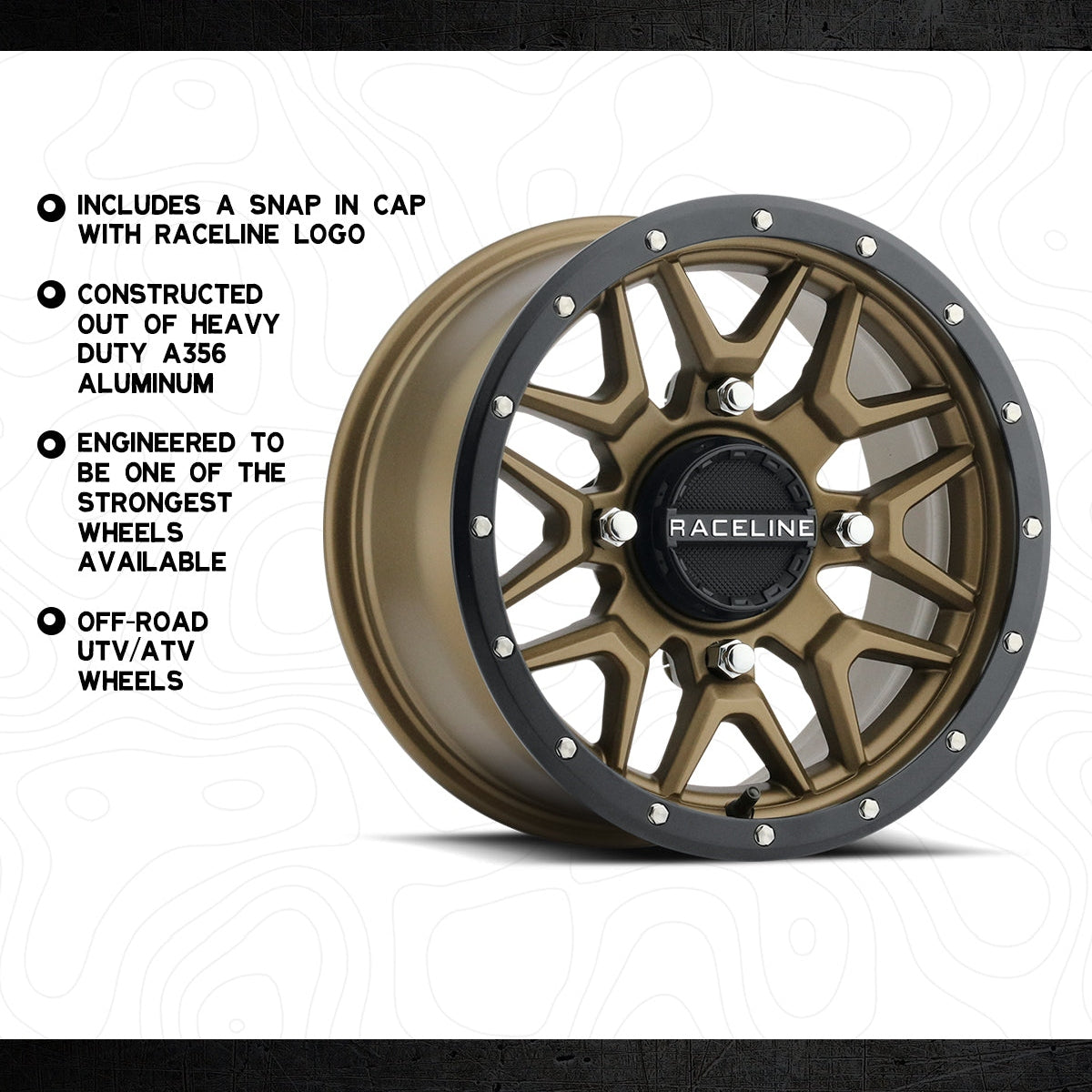 Raceline Krank 14x7 UTV wheel aluminum construction details